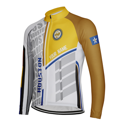 Customized Houston Men's Winter Thermal Fleece Cycling Jersey Long Sleeve