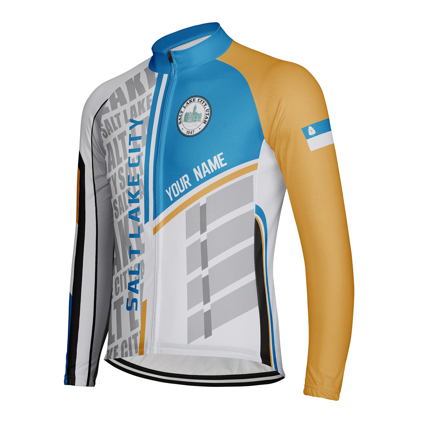 Customized Salt Lake City Men's Winter Thermal Fleece Cycling Jersey Long Sleeve
