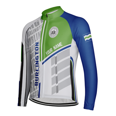 Customized Burlington Men's Winter Thermal Fleece Cycling Jersey Long Sleeve