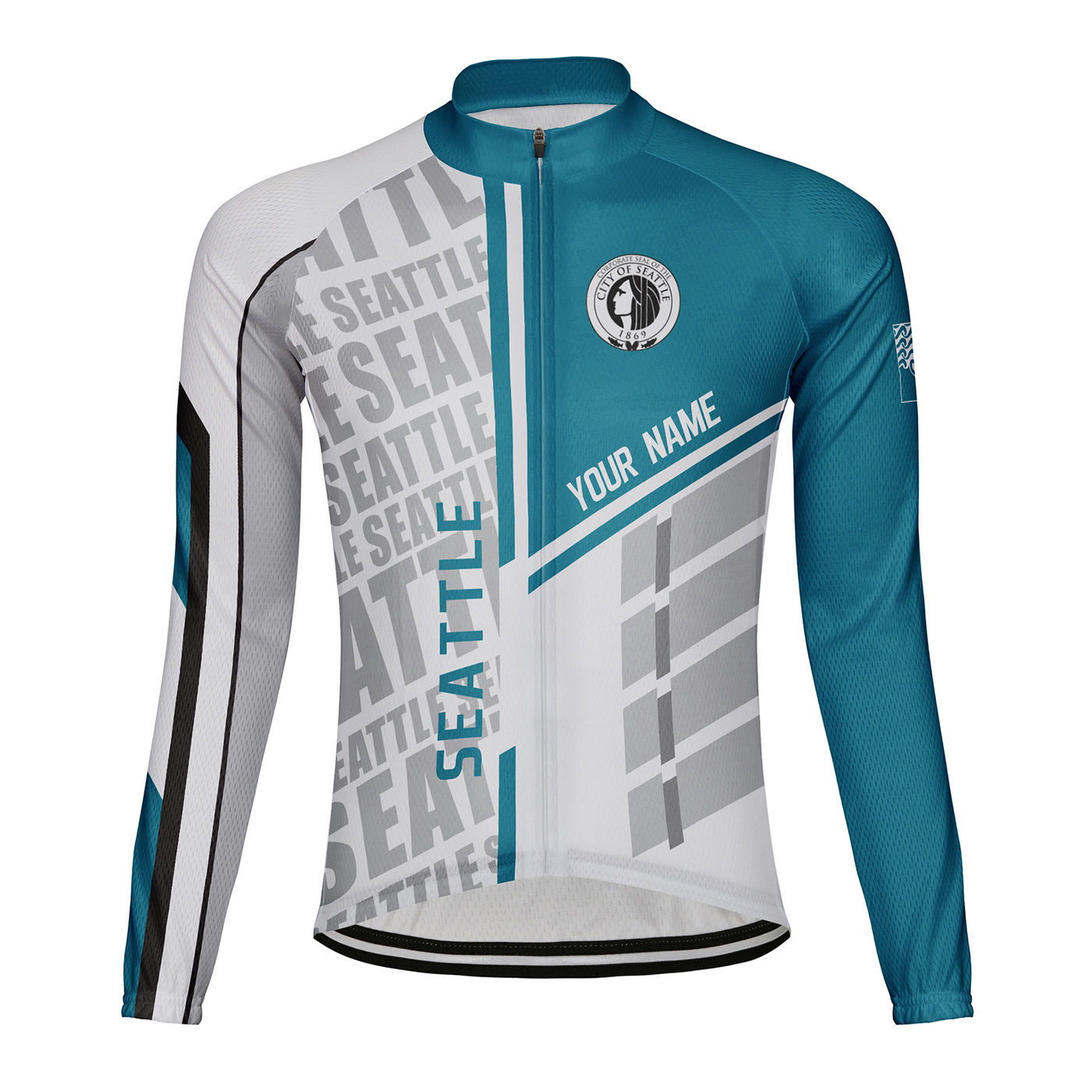 Customized Seattle Men's Winter Thermal Fleece Cycling Jersey Long Sleeve