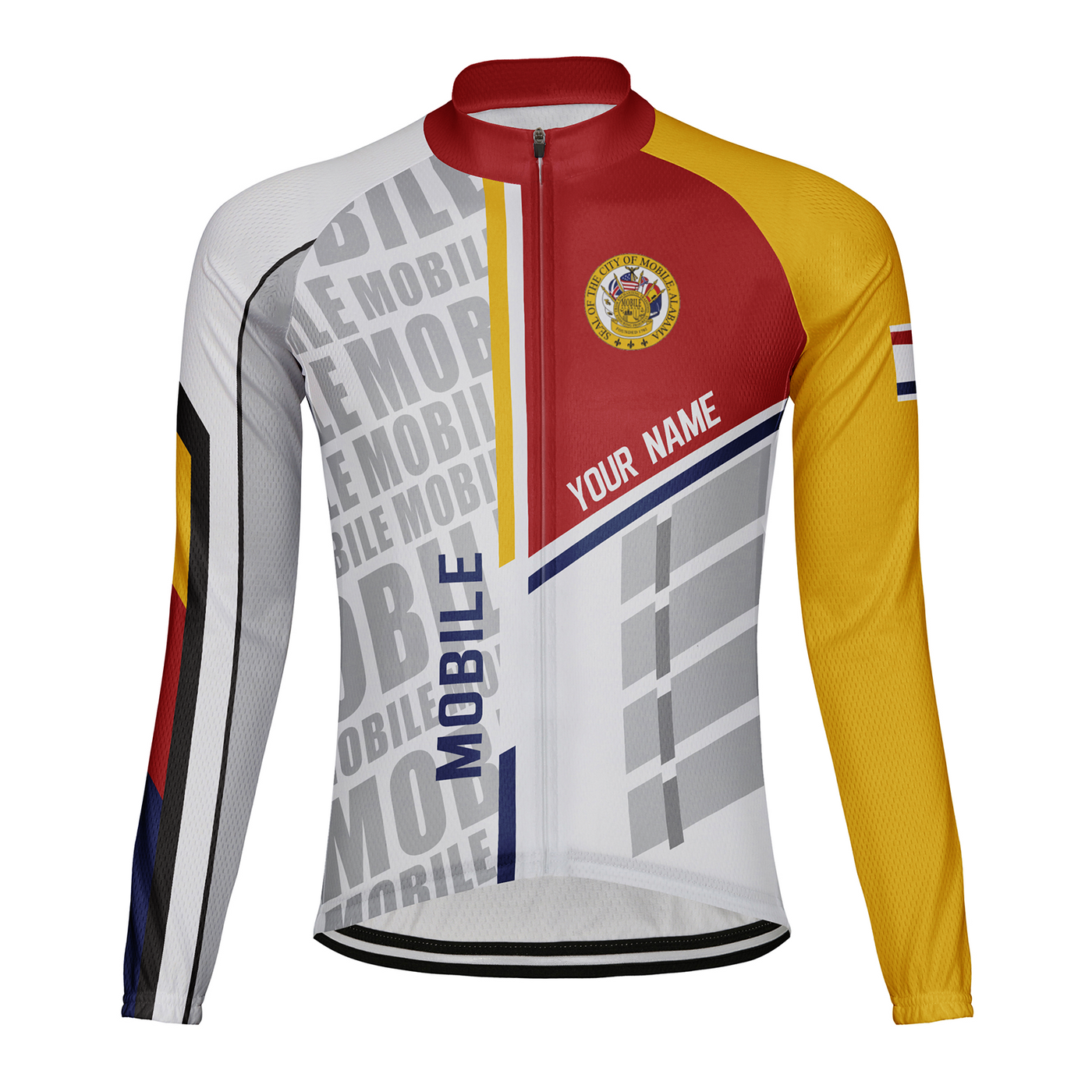 Customized Mobile Men's Winter Thermal Fleece Cycling Jersey Long Sleeve