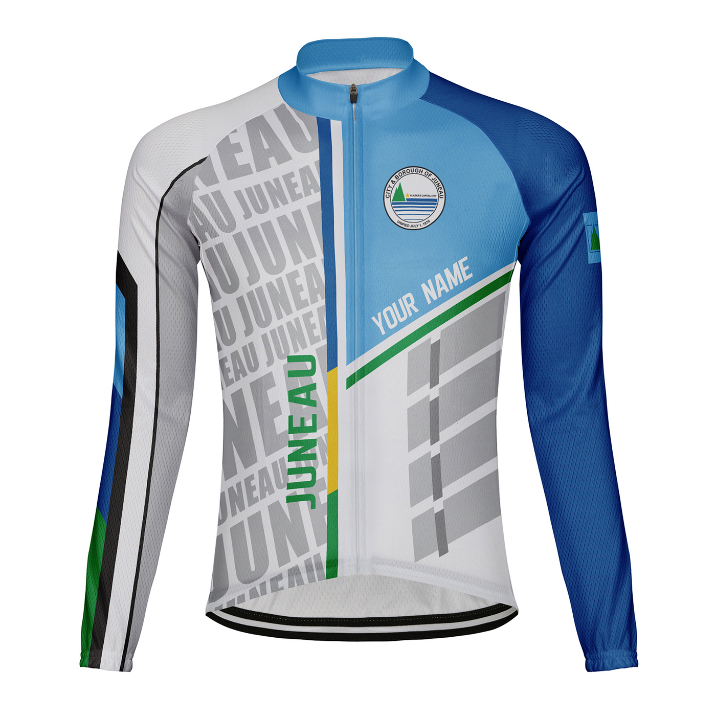 Customized Juneau Men's Winter Thermal Fleece Cycling Jersey Long Sleeve