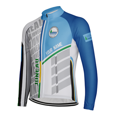 Customized Juneau Men's Winter Thermal Fleece Cycling Jersey Long Sleeve