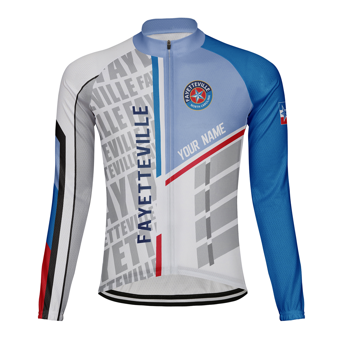 Customized Fayetteville Men's Winter Thermal Fleece Cycling Jersey Long Sleeve