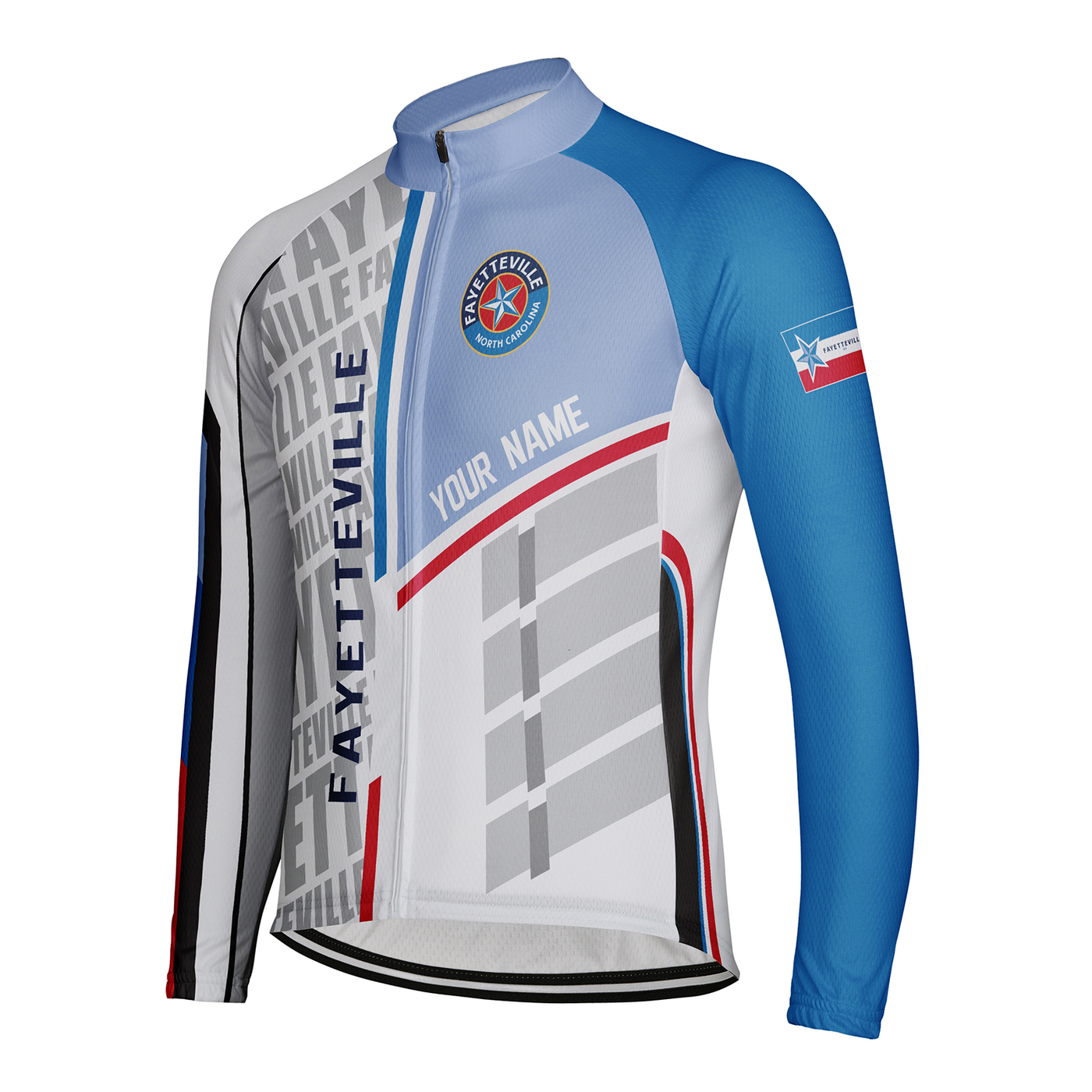 Customized Fayetteville Men's Winter Thermal Fleece Cycling Jersey Long Sleeve