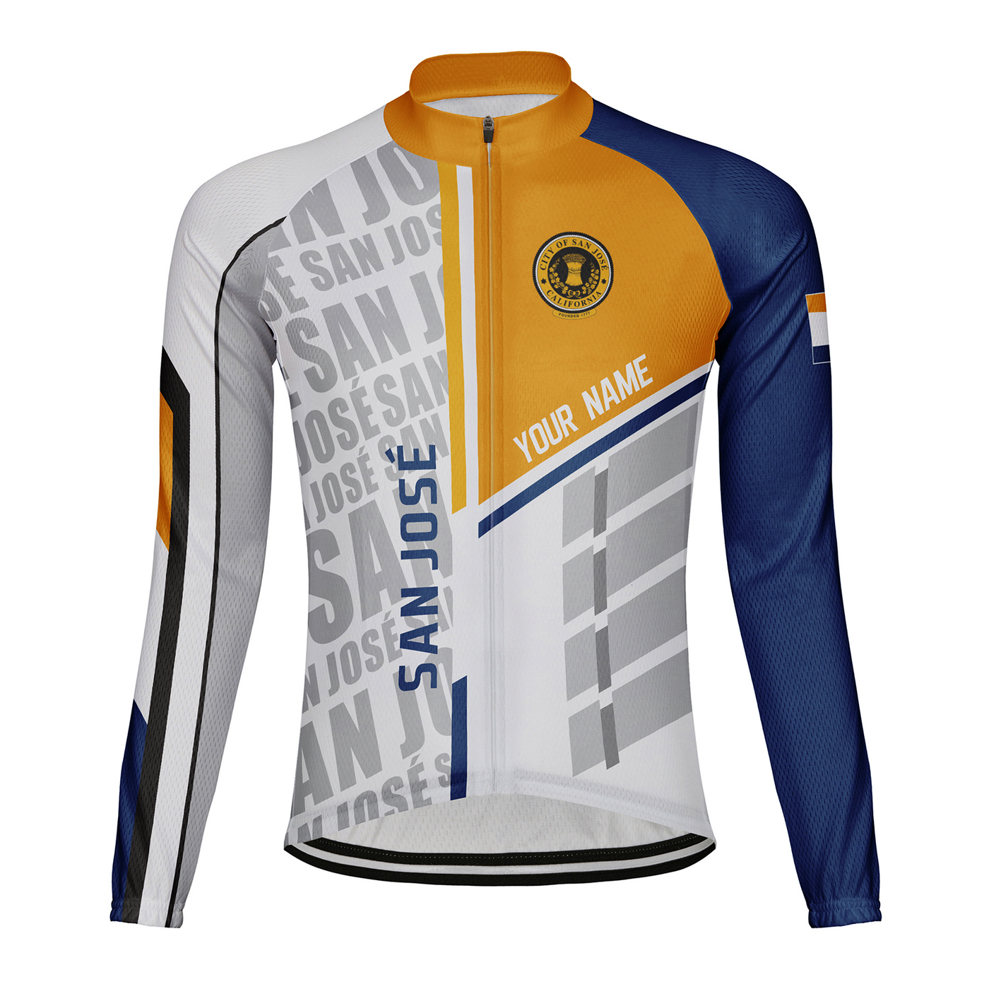 Customized San José Men's Winter Thermal Fleece Cycling Jersey Long Sleeve