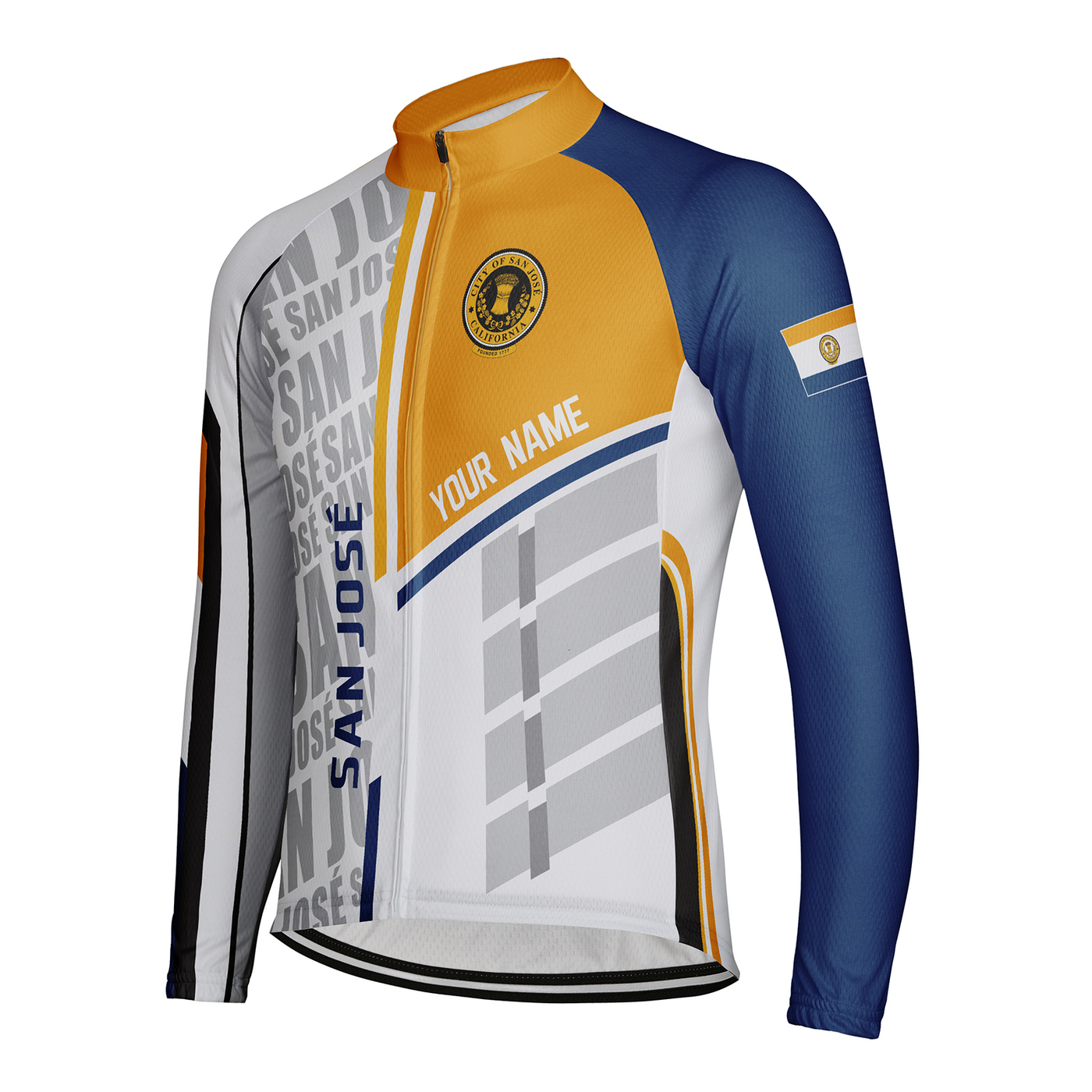 Customized San José Men's Winter Thermal Fleece Cycling Jersey Long Sleeve