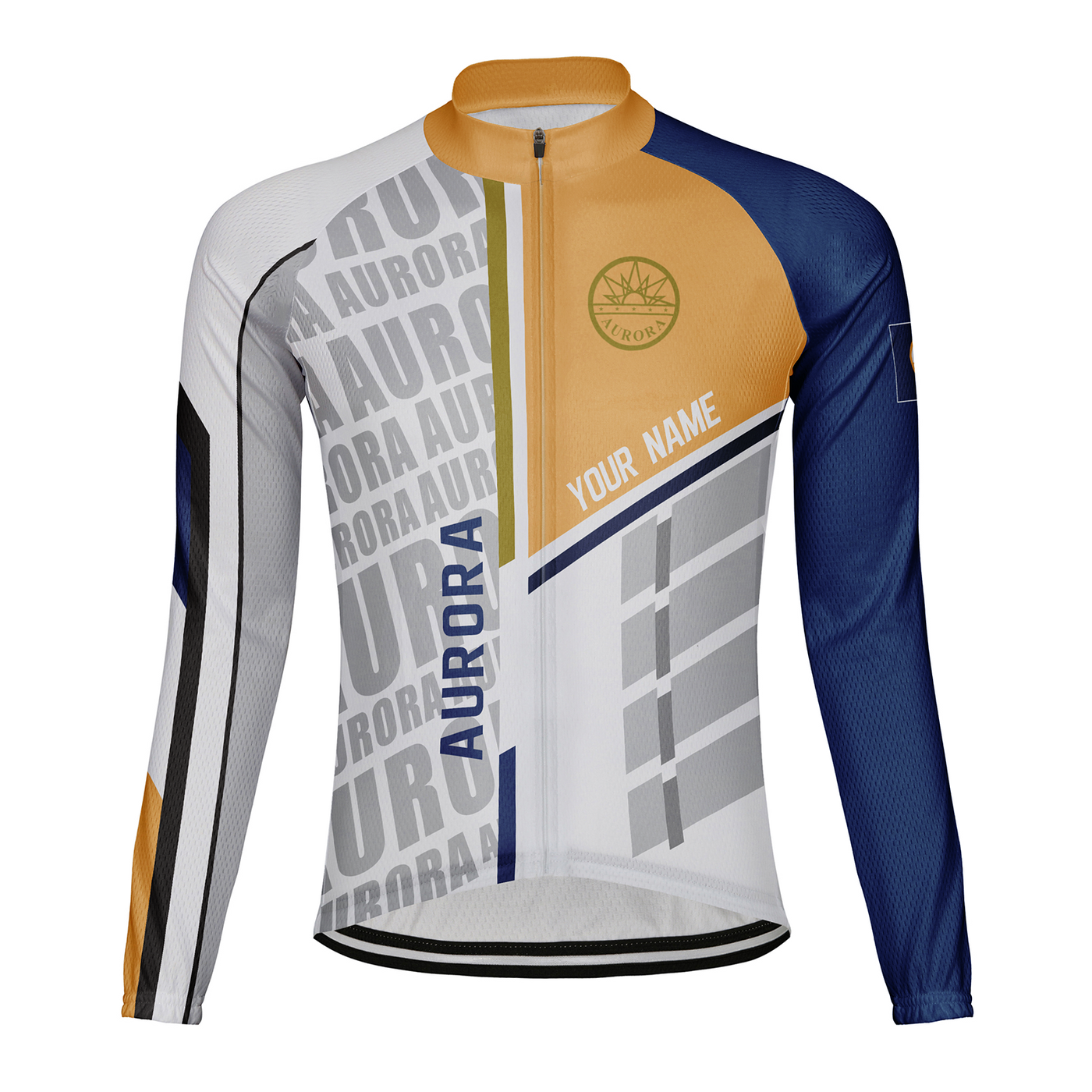 Customized Aurora Men's Winter Thermal Fleece Cycling Jersey Long Sleeve