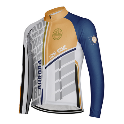 Customized Aurora Men's Winter Thermal Fleece Cycling Jersey Long Sleeve