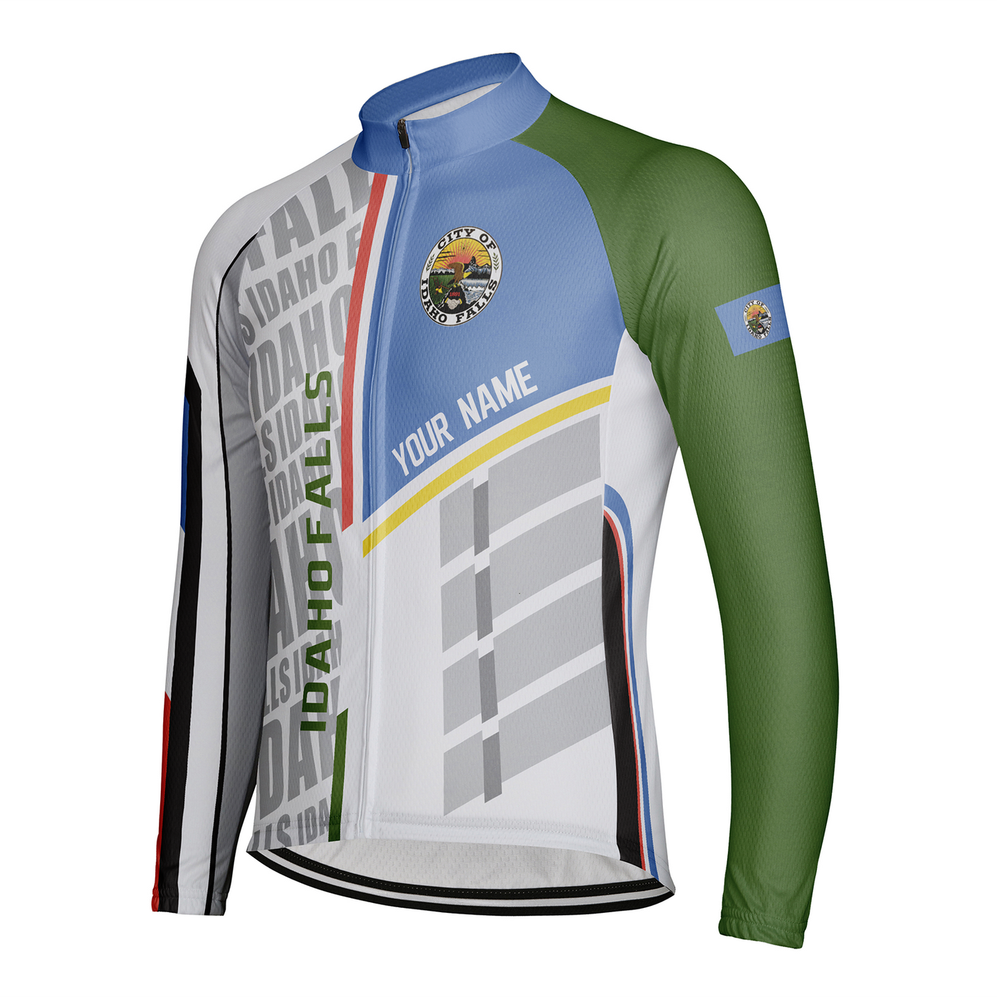 Customized Idaho Falls Men's Winter Thermal Fleece Cycling Jersey Long Sleeve