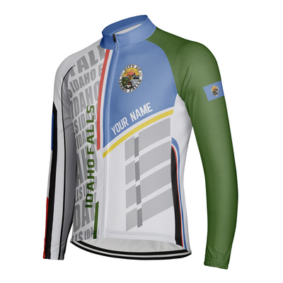 Customized Idaho Falls Men's Winter Thermal Fleece Cycling Jersey Long Sleeve