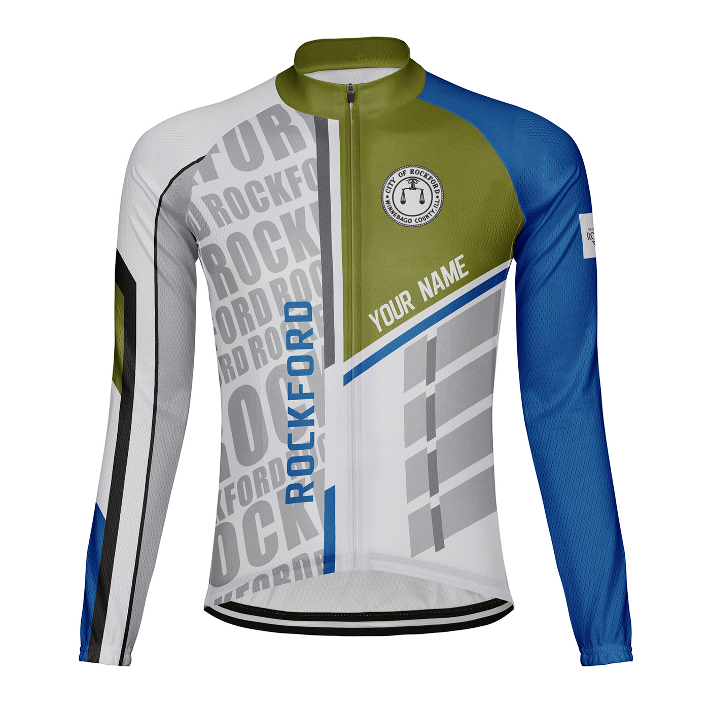 Customized Rockford Men's Winter Thermal Fleece Cycling Jersey Long Sleeve