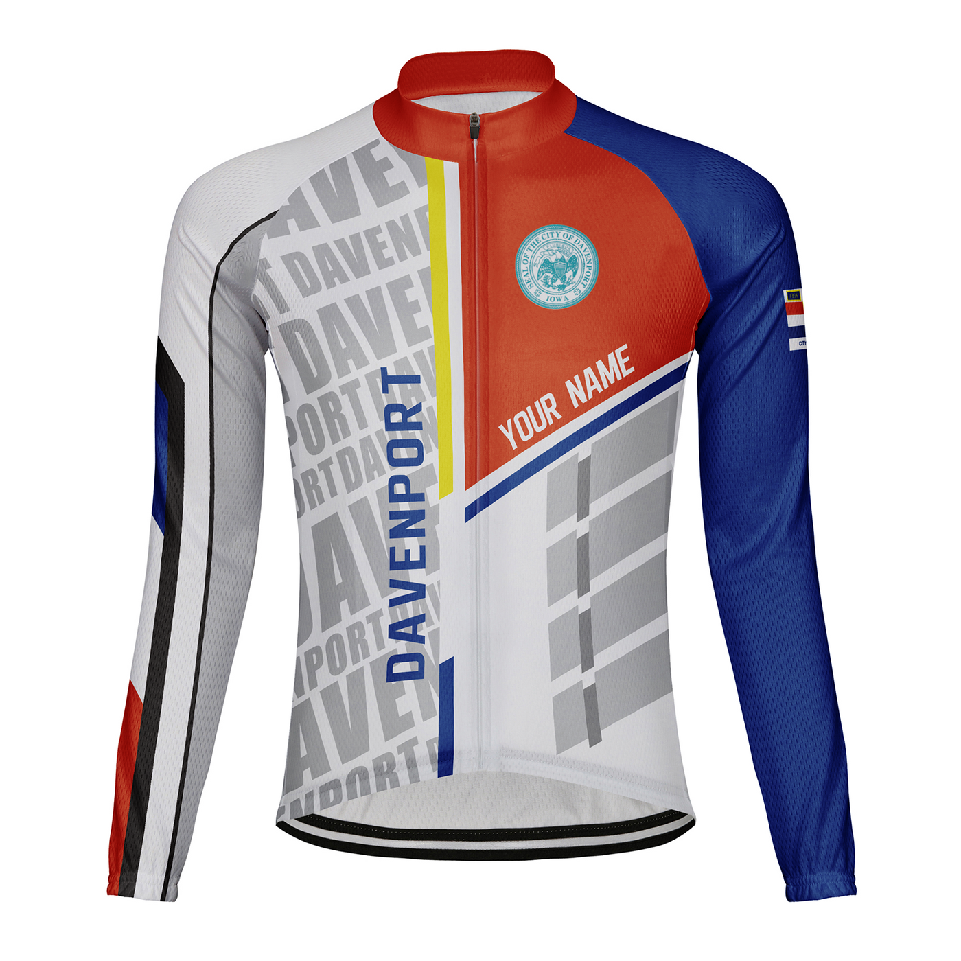 Customized Davenport Men's Winter Thermal Fleece Cycling Jersey Long Sleeve