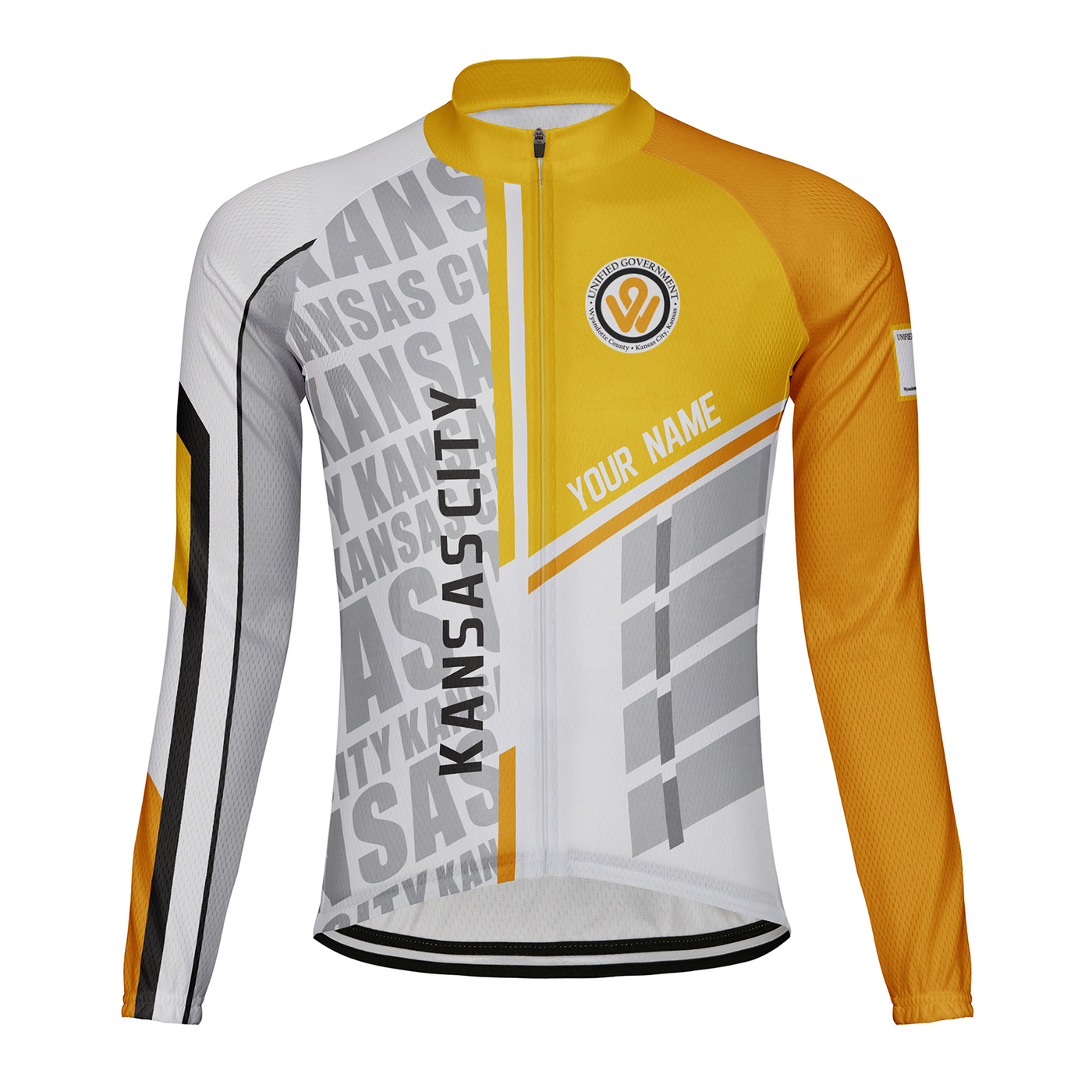Customized Kansas City Men's Winter Thermal Fleece Cycling Jersey Long Sleeve
