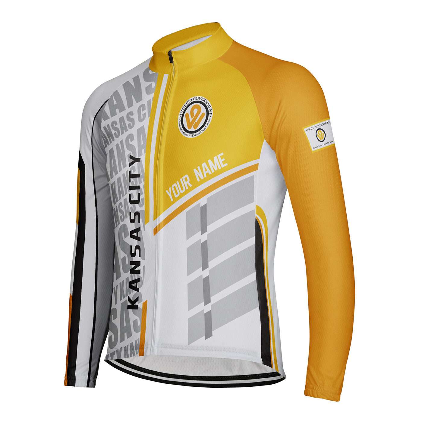Customized Kansas City Men's Winter Thermal Fleece Cycling Jersey Long Sleeve