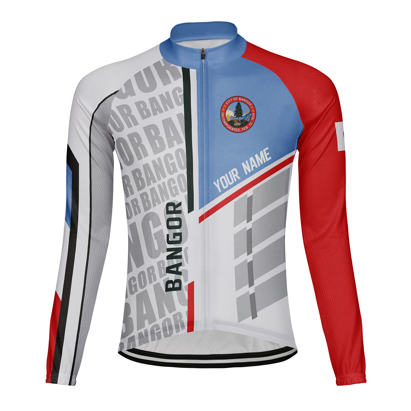 Customized Bangor Men's Winter Thermal Fleece Cycling Jersey Long Sleeve