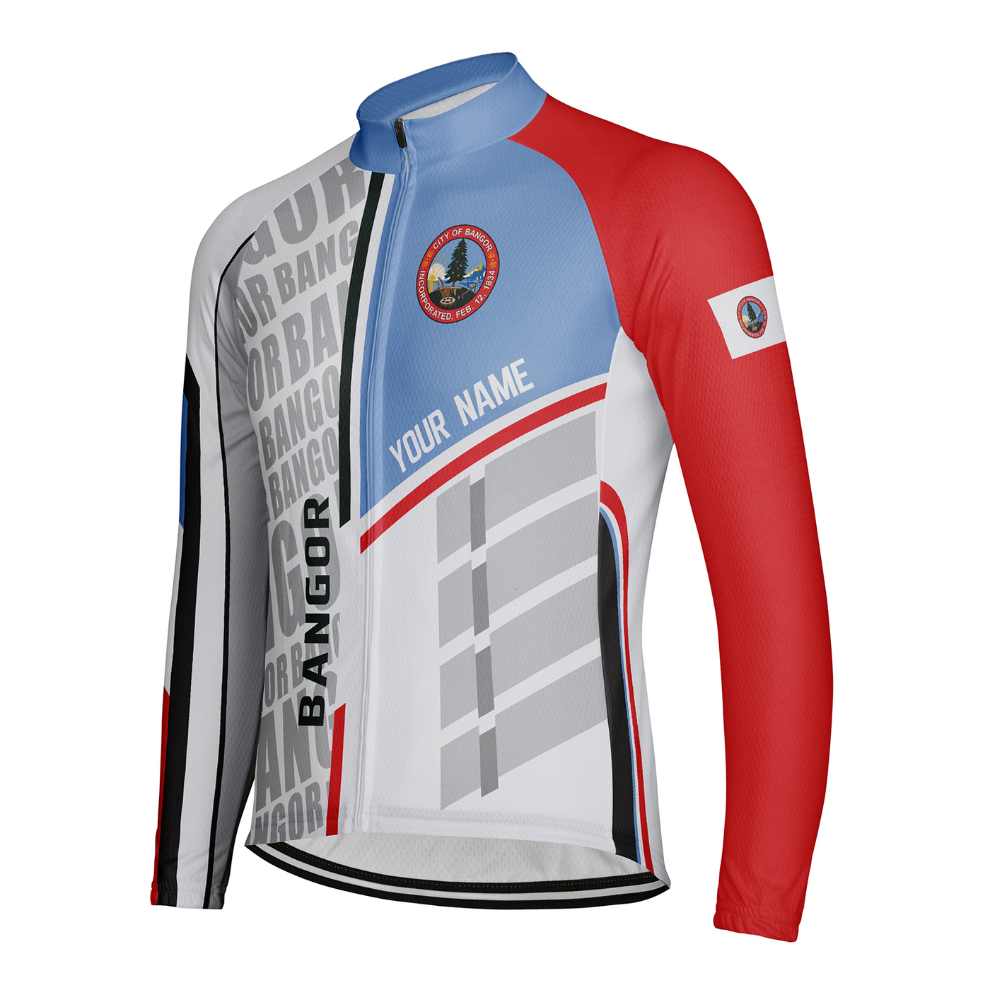 Customized Bangor Men's Winter Thermal Fleece Cycling Jersey Long Sleeve