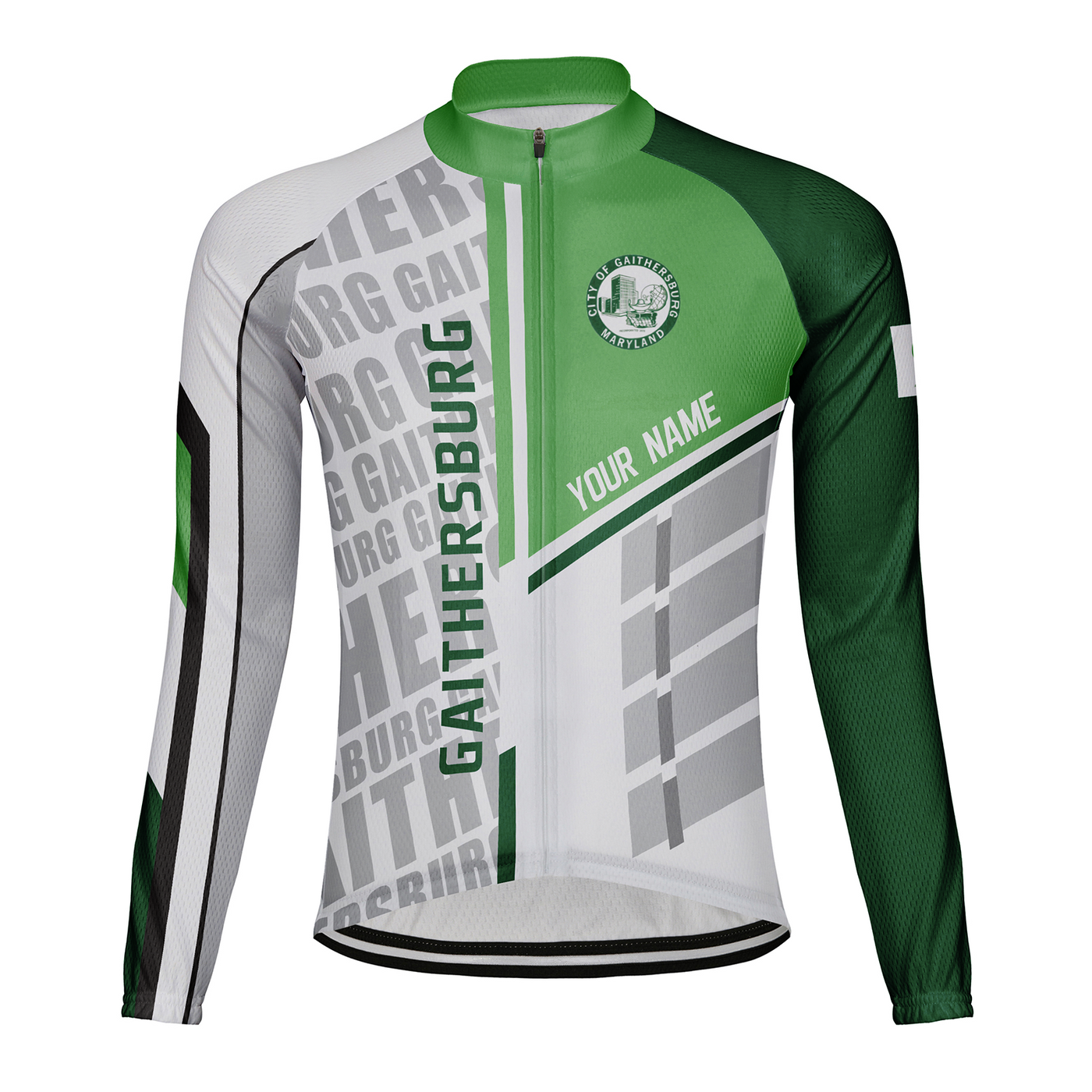 Customized Gaithersburg Men's Winter Thermal Fleece Cycling Jersey Long Sleeve