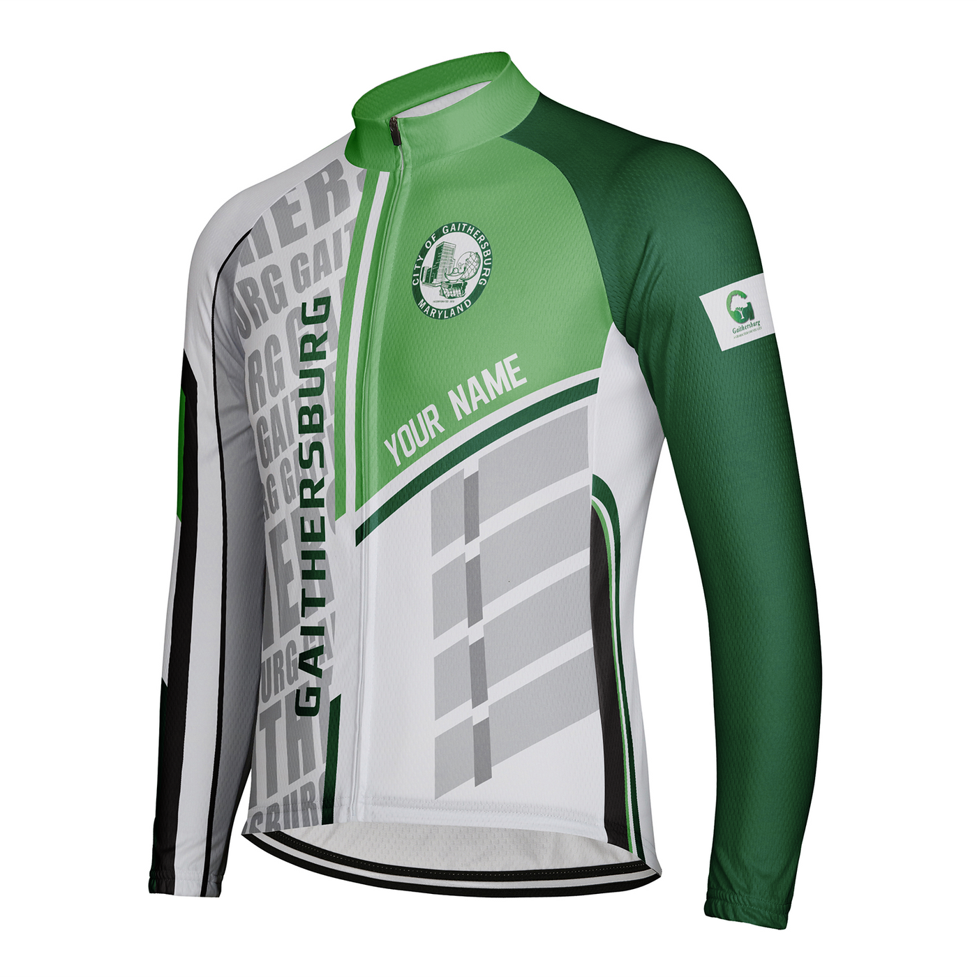 Customized Gaithersburg Men's Winter Thermal Fleece Cycling Jersey Long Sleeve