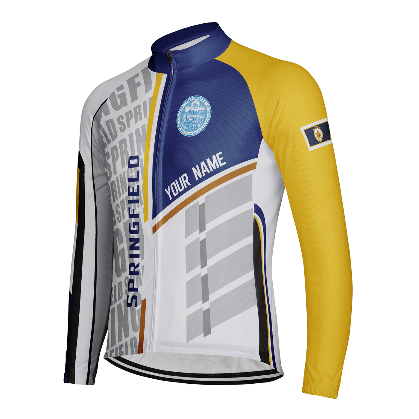 Customized Springfield Men's Winter Thermal Fleece Cycling Jersey Long Sleeve