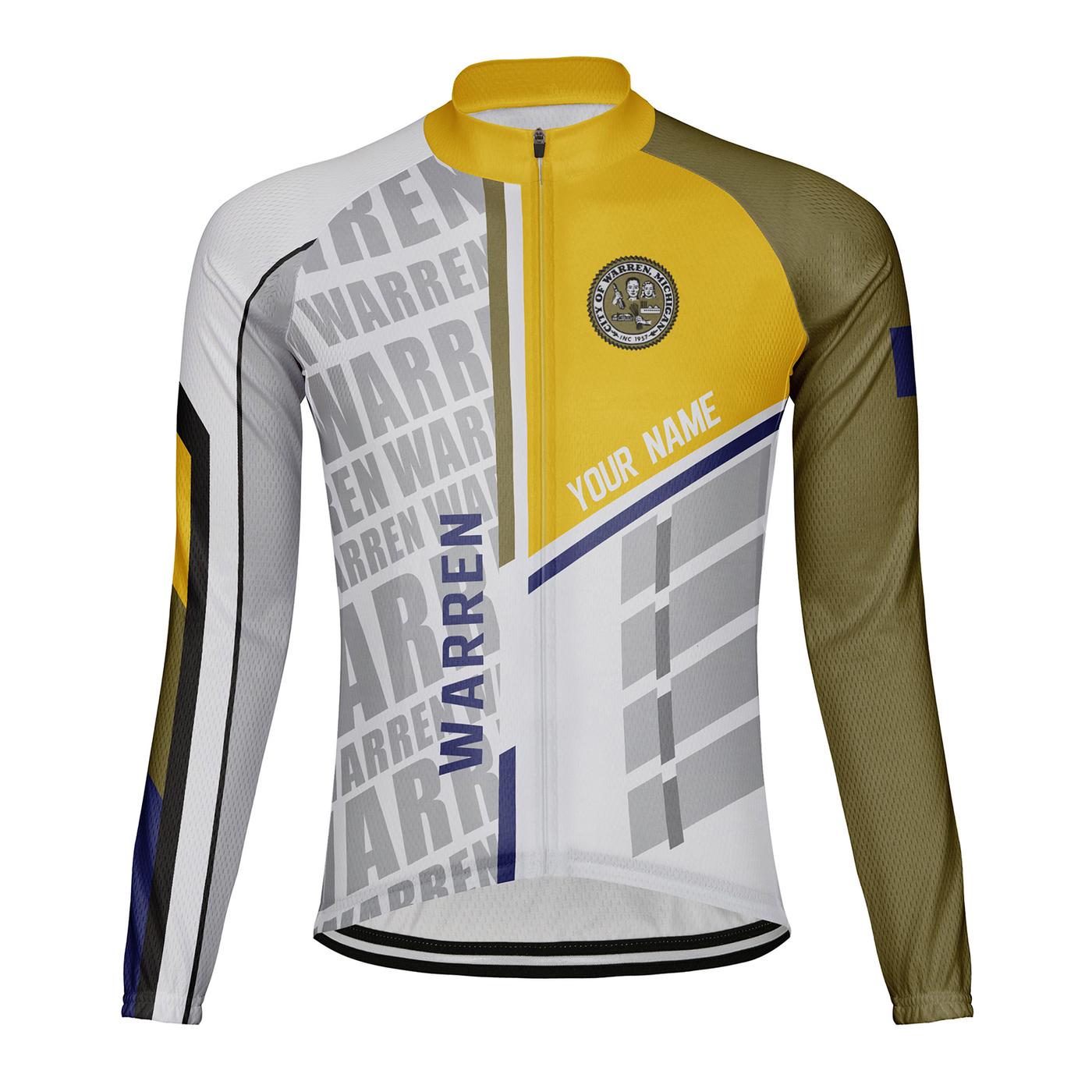 Customized Warren Men's Winter Thermal Fleece Cycling Jersey Long Sleeve