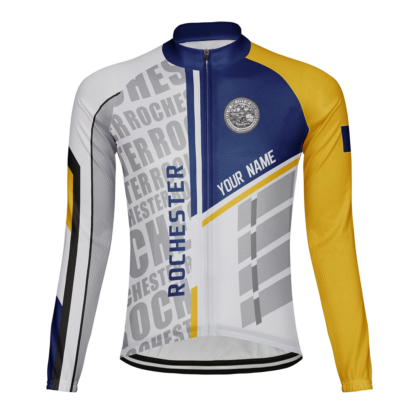 Customized Rochester Men's Winter Thermal Fleece Cycling Jersey Long Sleeve