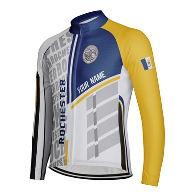 Customized Rochester Men's Winter Thermal Fleece Cycling Jersey Long Sleeve