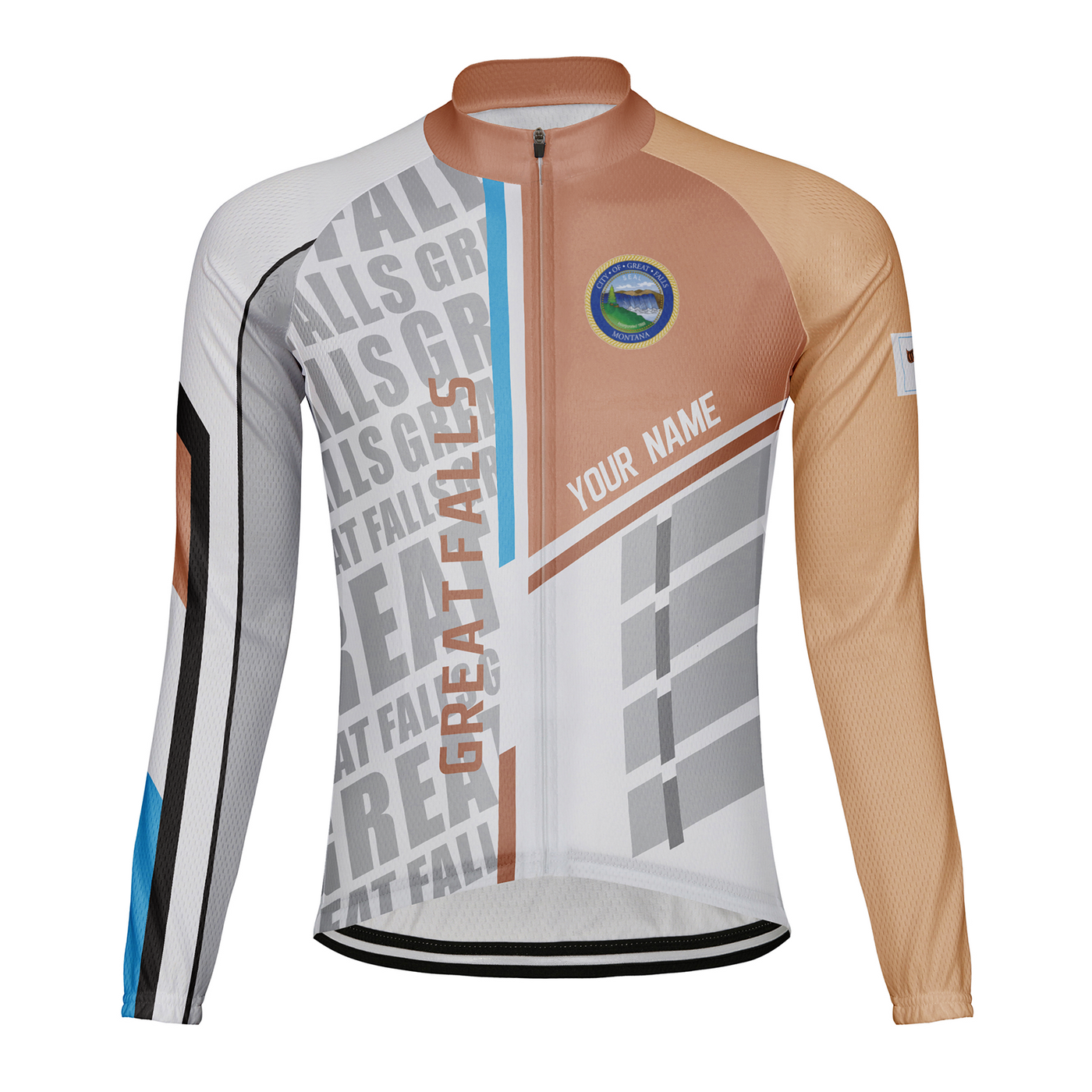 Customized Great Falls Men's Winter Thermal Fleece Cycling Jersey Long Sleeve
