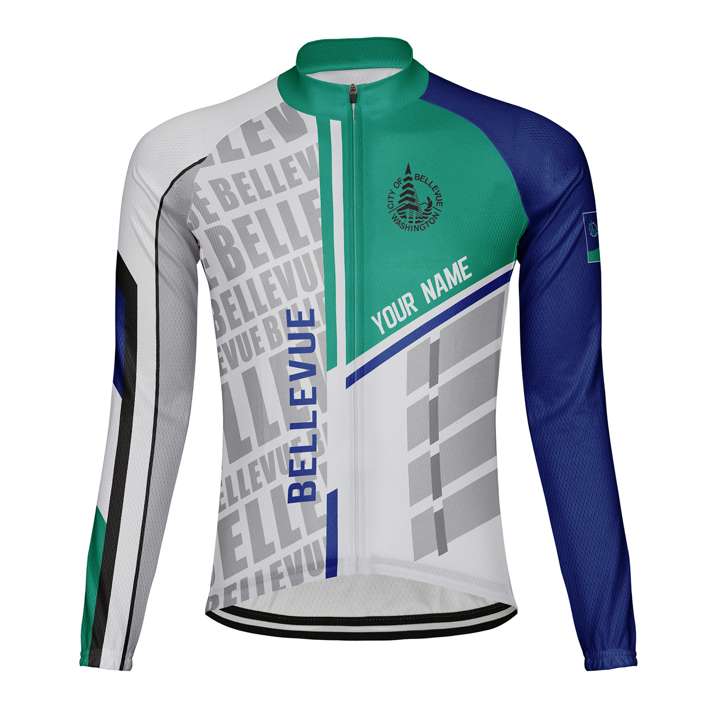 Customized Bellevue Men's Winter Thermal Fleece Cycling Jersey Long Sleeve