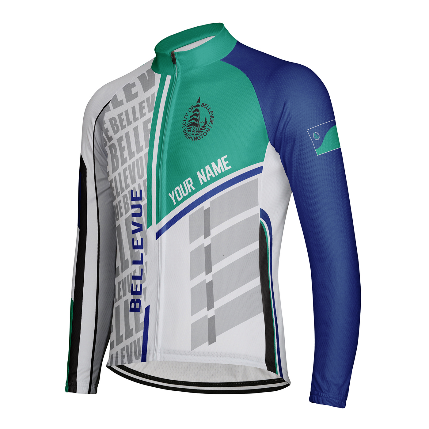 Customized Bellevue Men's Winter Thermal Fleece Cycling Jersey Long Sleeve