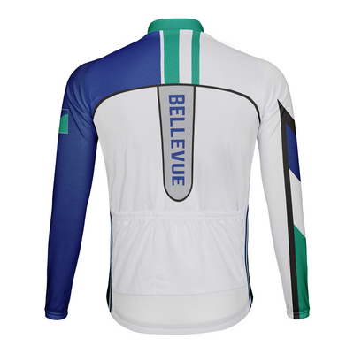 Customized Bellevue Men's Winter Thermal Fleece Cycling Jersey Long Sleeve