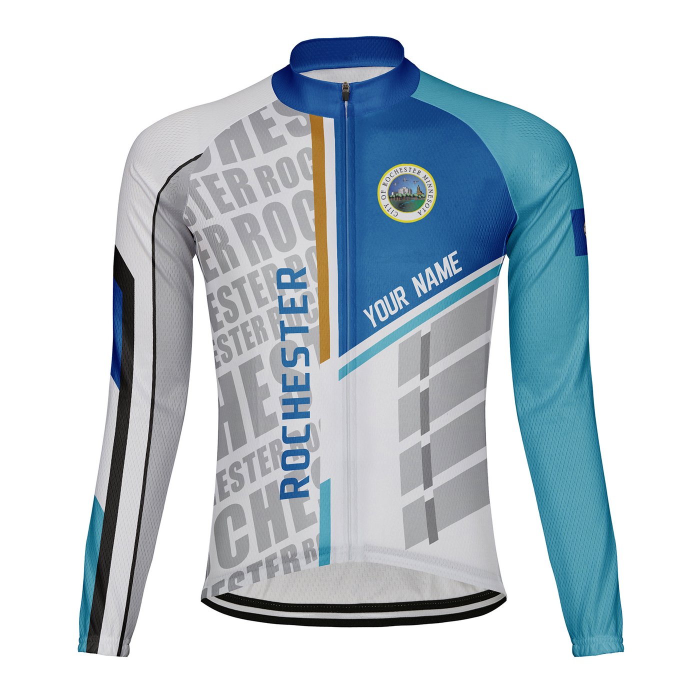 Customized Rochester Men's Winter Thermal Fleece Cycling Jersey Long Sleeve