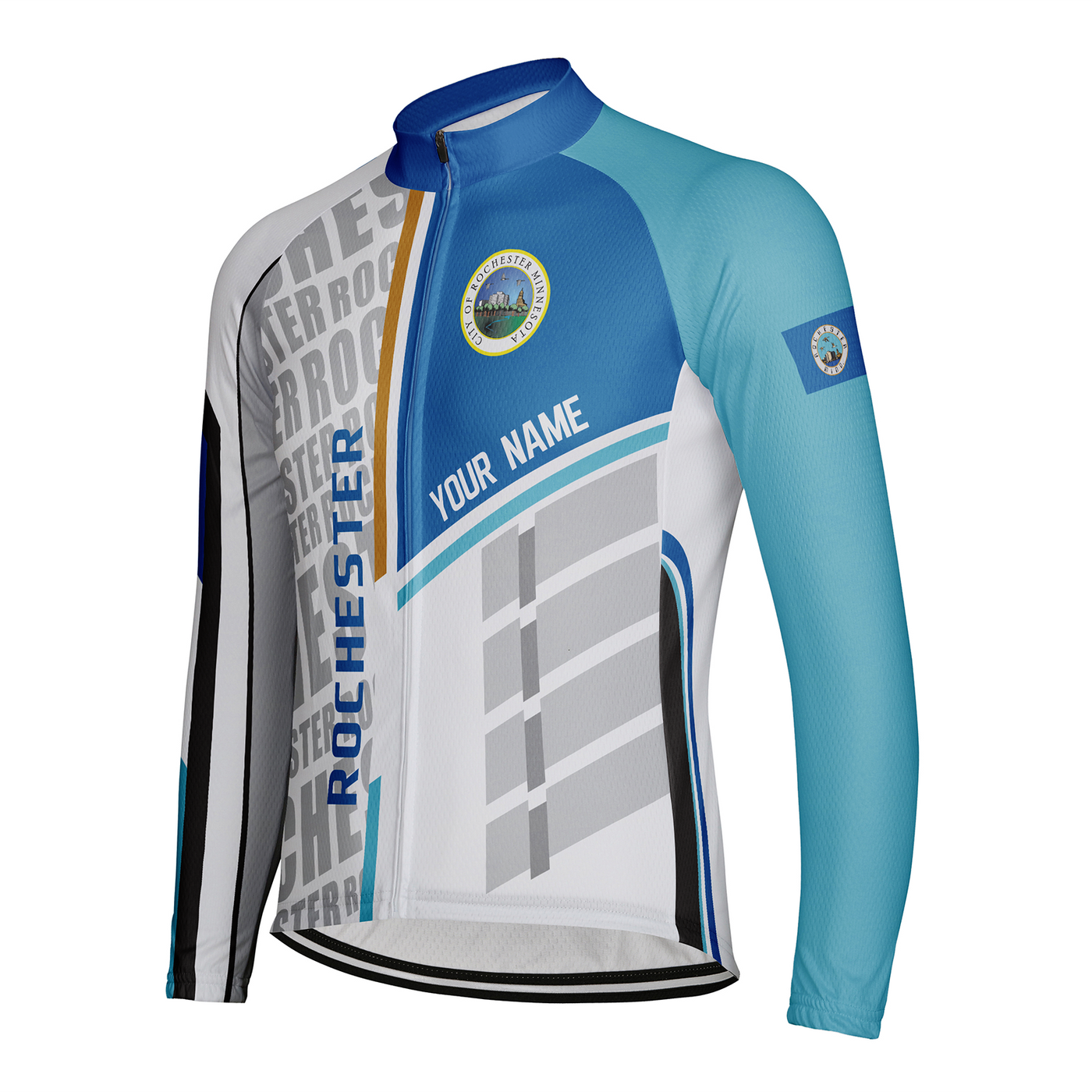 Customized Rochester Men's Winter Thermal Fleece Cycling Jersey Long Sleeve