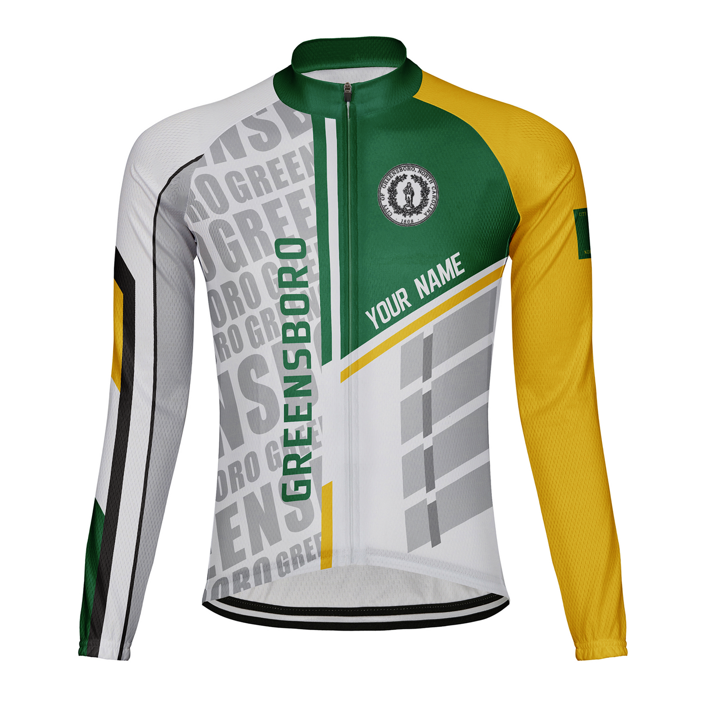 Customized Greensboro Men's Winter Thermal Fleece Cycling Jersey Long Sleeve