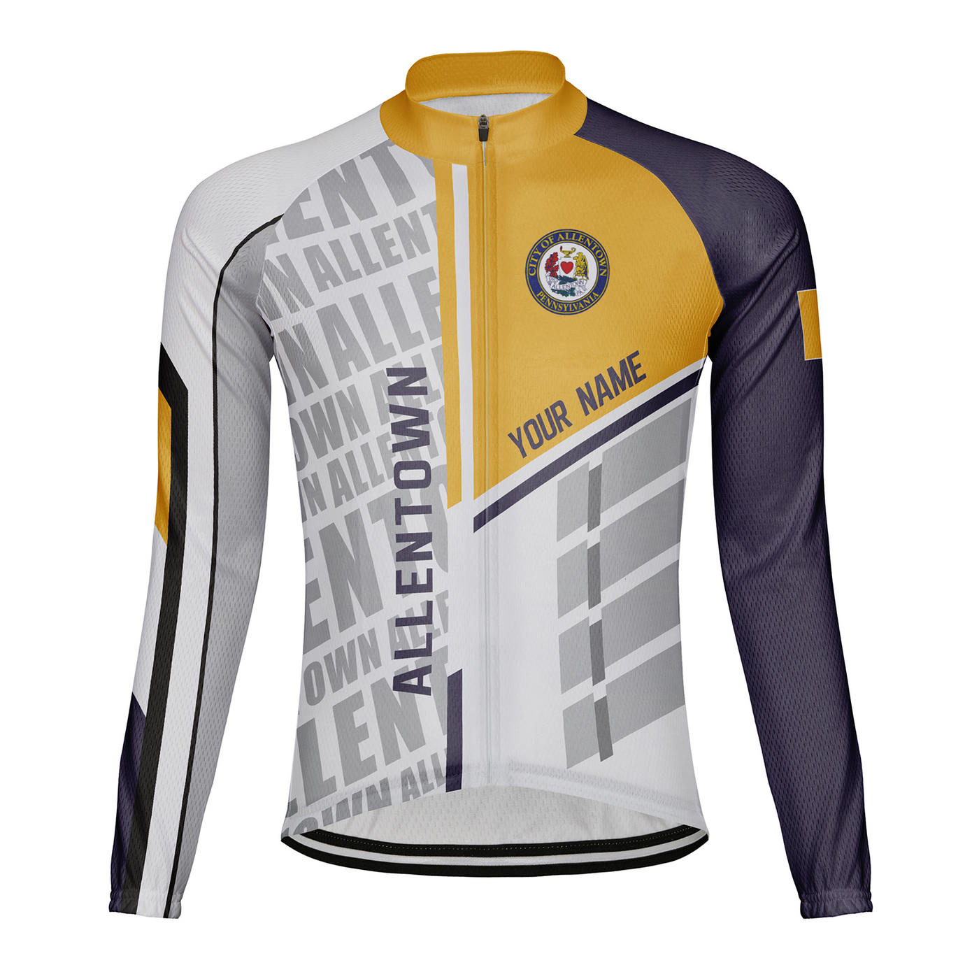 Customized Allentown Men's Winter Thermal Fleece Cycling Jersey Long Sleeve