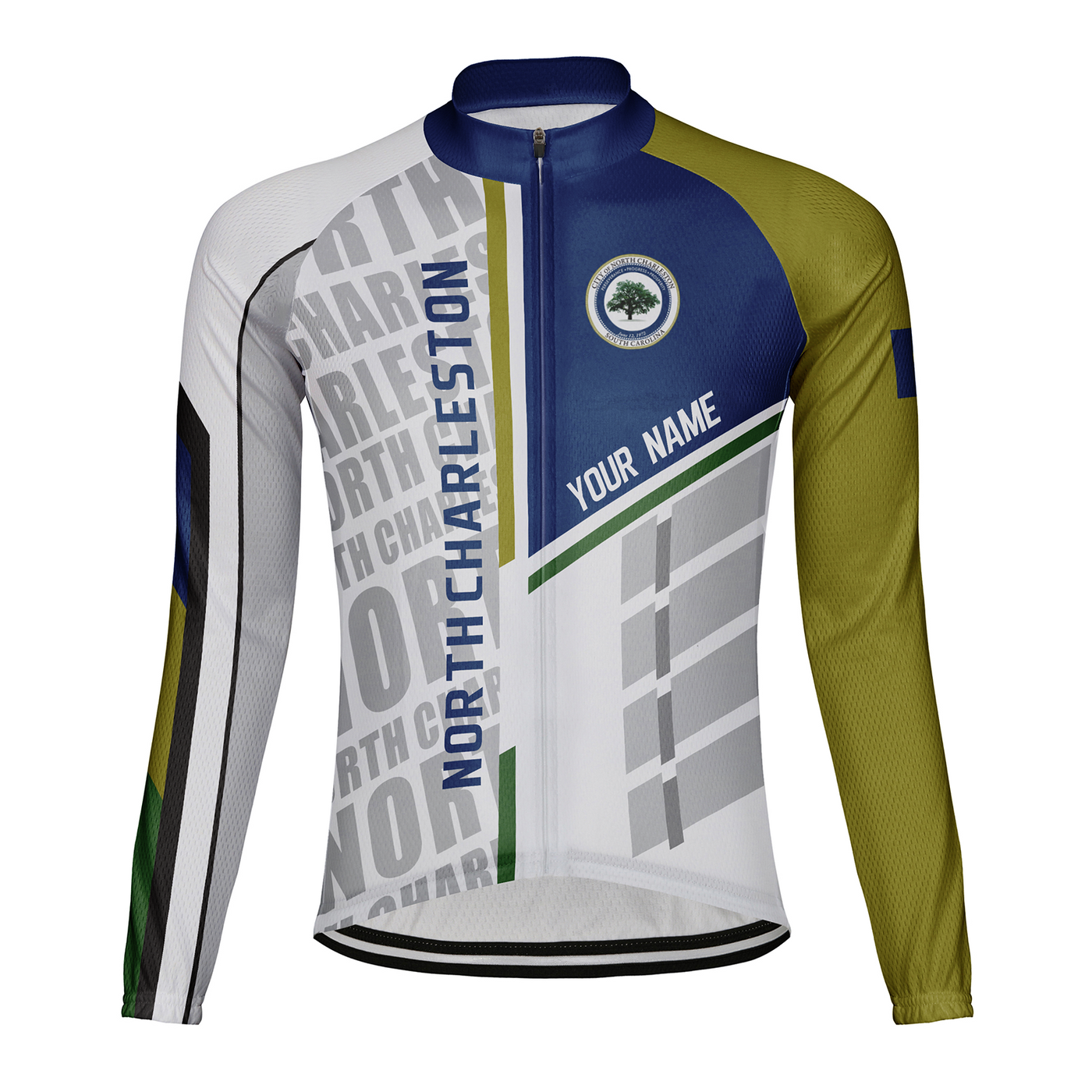 Customized North Charleston Men's Winter Thermal Fleece Cycling Jersey Long Sleeve