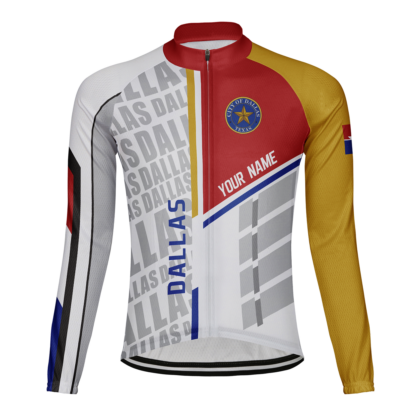 Customized Dallas Men's Winter Thermal Fleece Cycling Jersey Long Sleeve