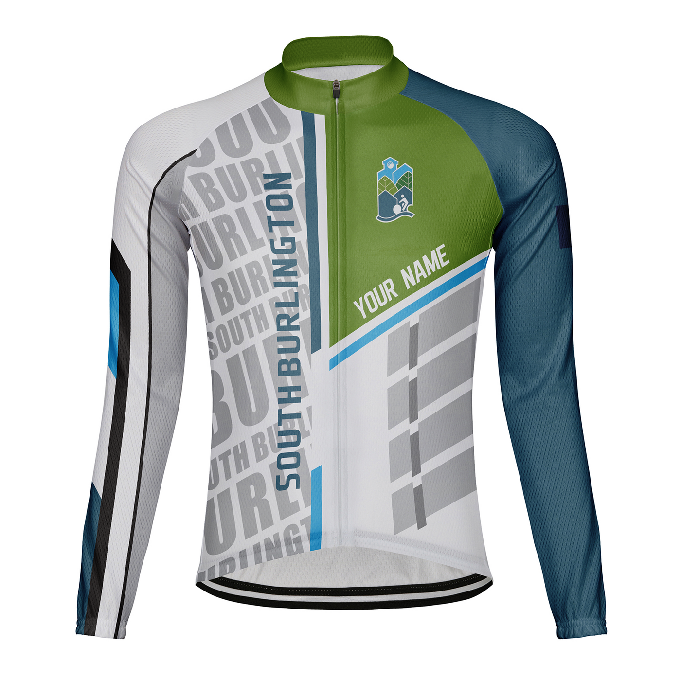 Customized South Burlington Men's Winter Thermal Fleece Cycling Jersey Long Sleeve