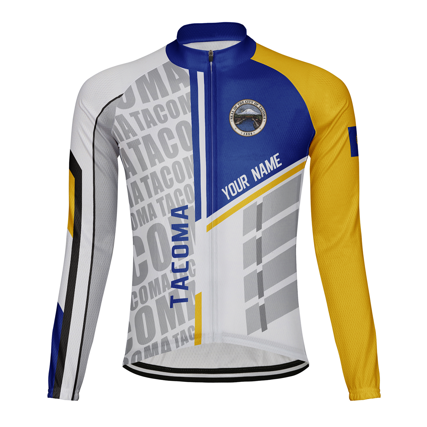 Customized Tacoma Men's Winter Thermal Fleece Cycling Jersey Long Sleeve