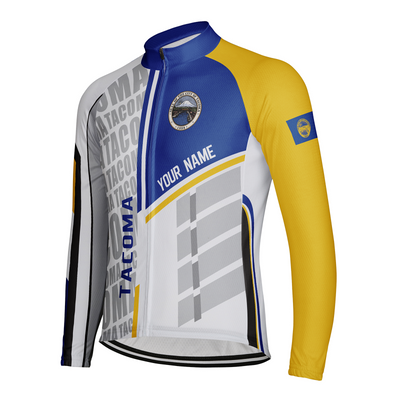 Customized Tacoma Men's Winter Thermal Fleece Cycling Jersey Long Sleeve