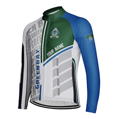 Customized Green Bay Men's Winter Thermal Fleece Cycling Jersey Long Sleeve
