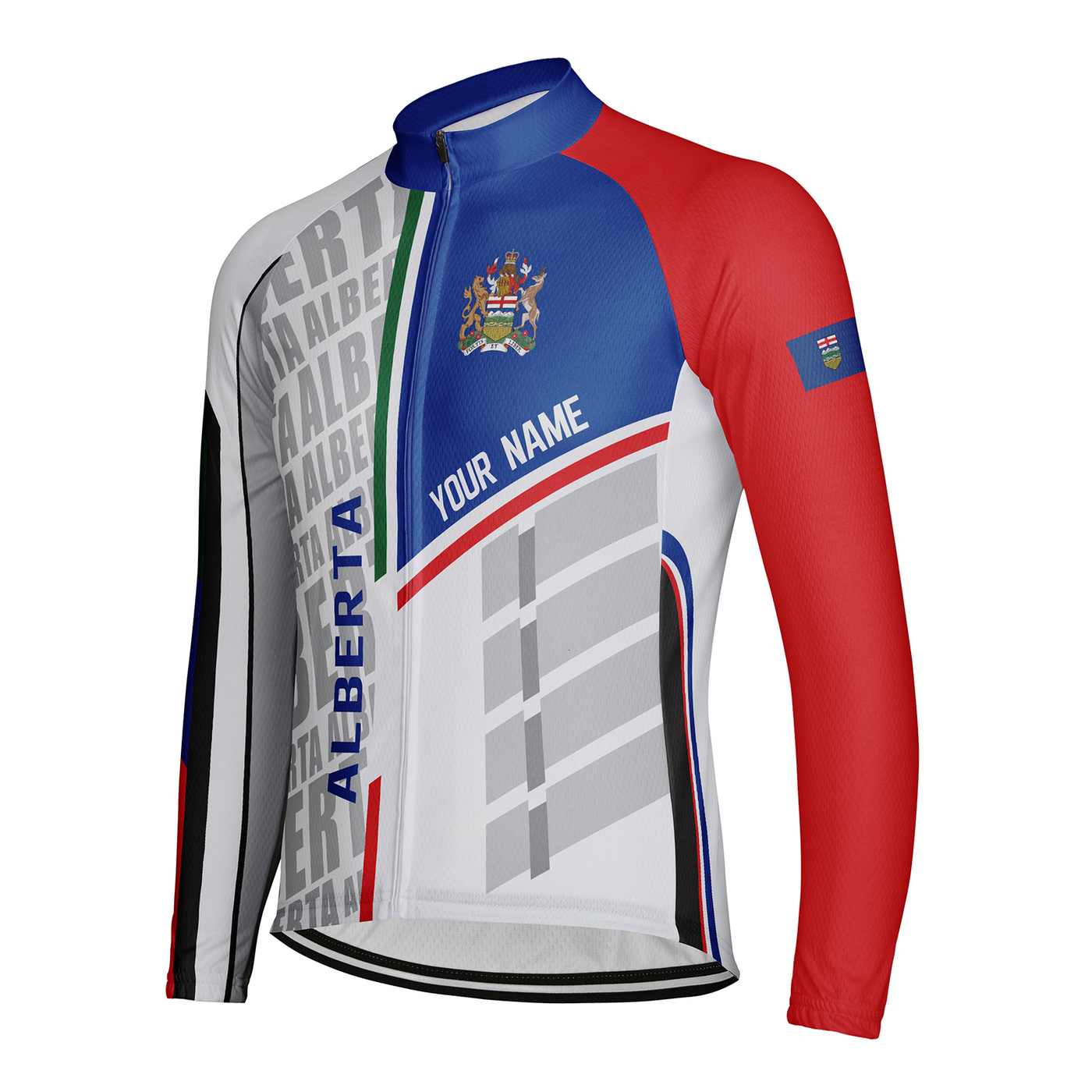 Customized Alberta Men's Winter Thermal Fleece Cycling Jersey Long Sleeve