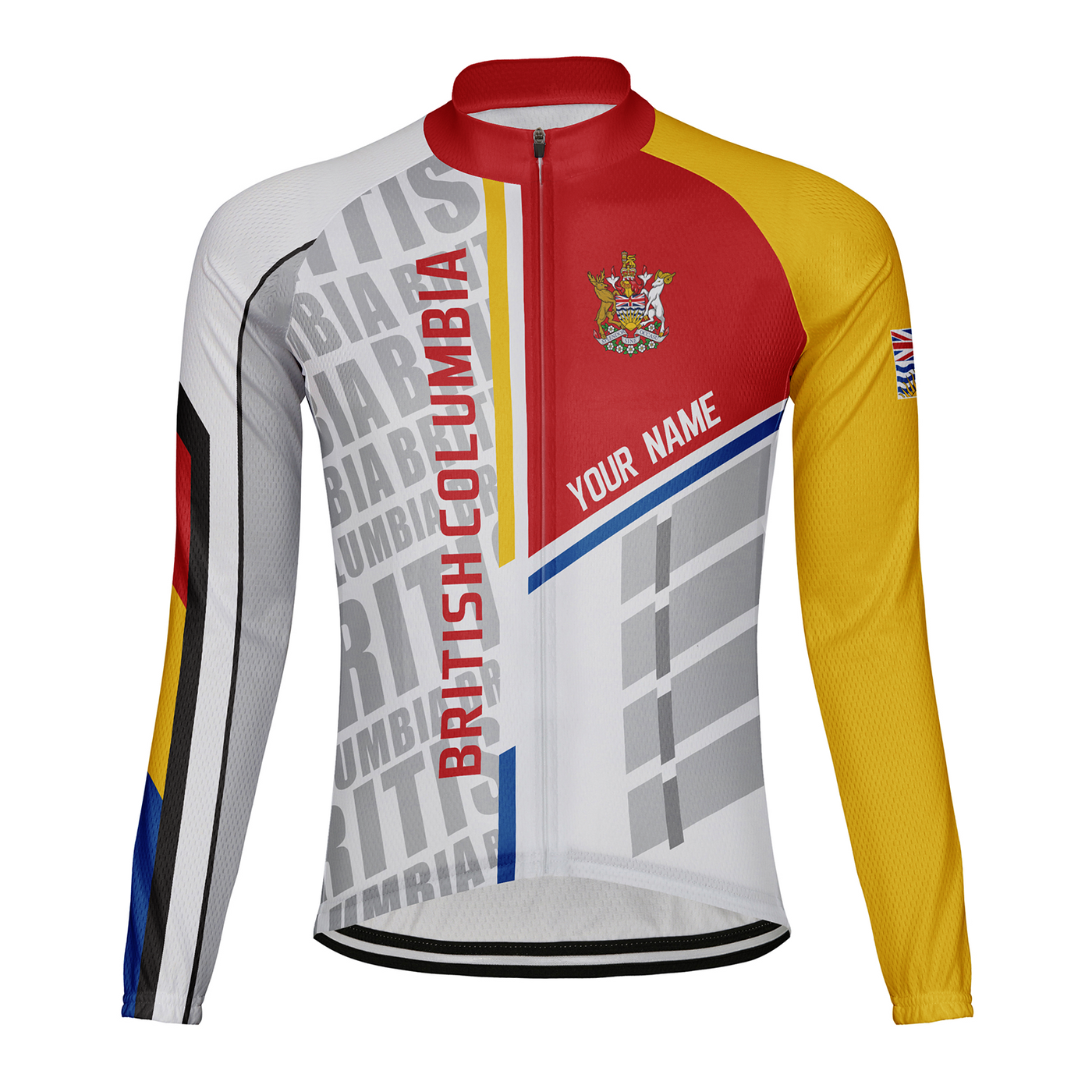 Customized British Columbia Men's Winter Thermal Fleece Cycling Jersey Long Sleeve