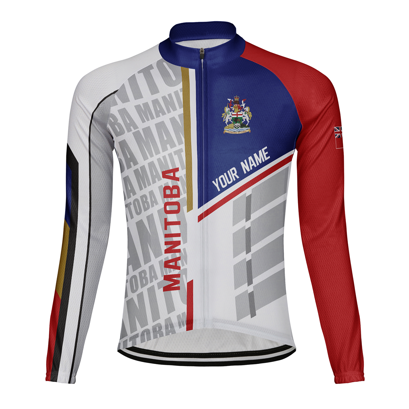Customized Manitoba Men's Winter Thermal Fleece Cycling Jersey Long Sleeve