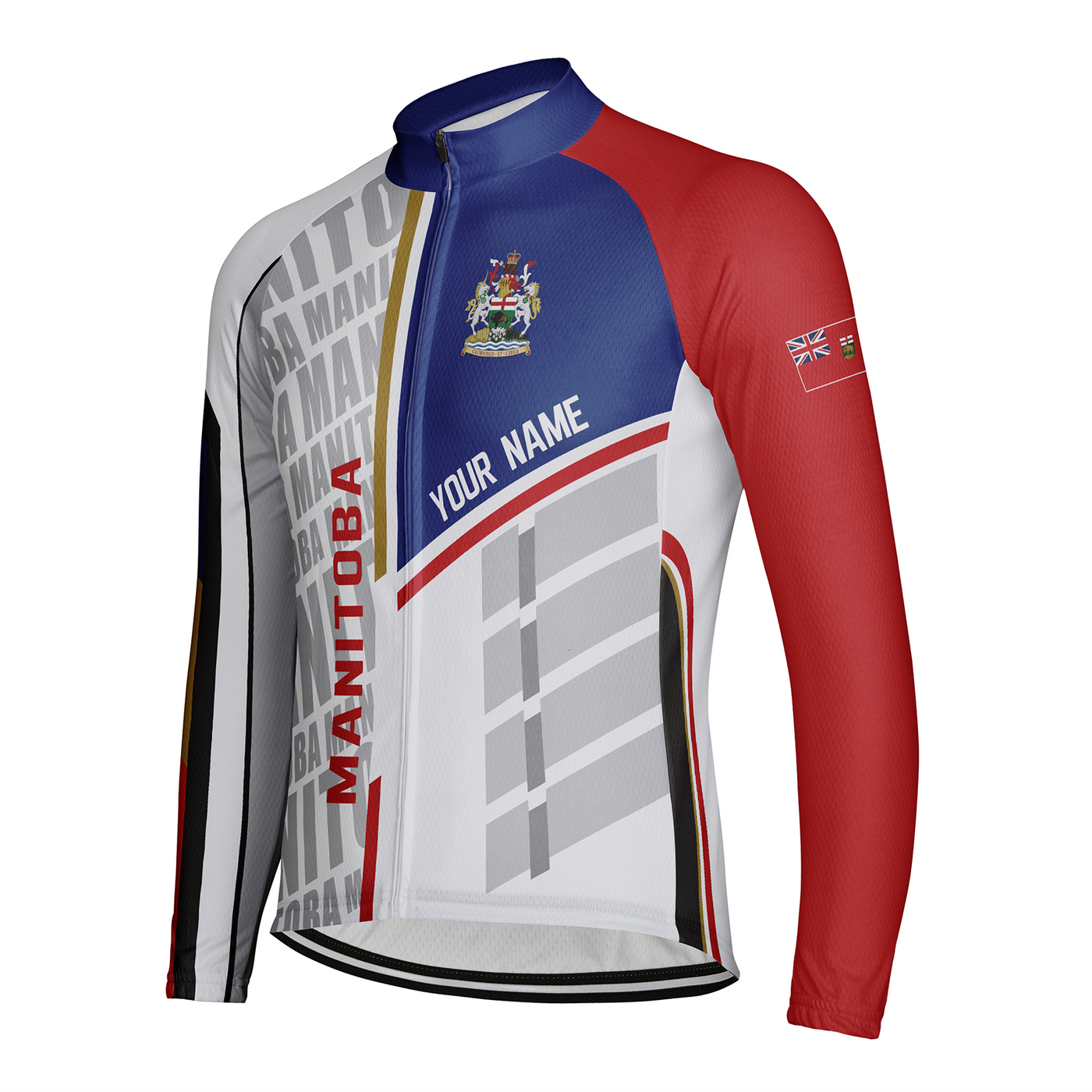 Customized Manitoba Men's Winter Thermal Fleece Cycling Jersey Long Sleeve