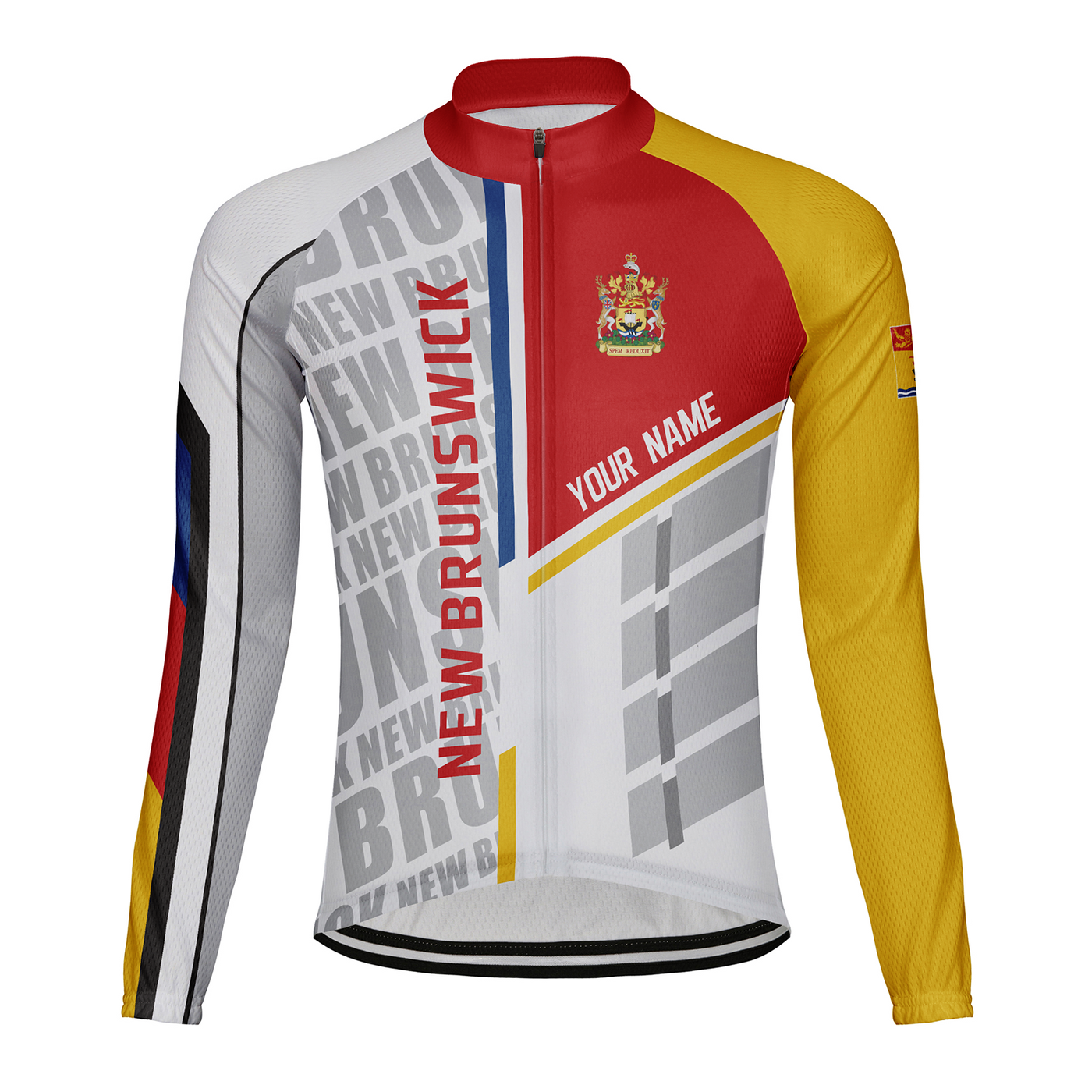 Customized New Brunswick Men's Winter Thermal Fleece Cycling Jersey Long Sleeve