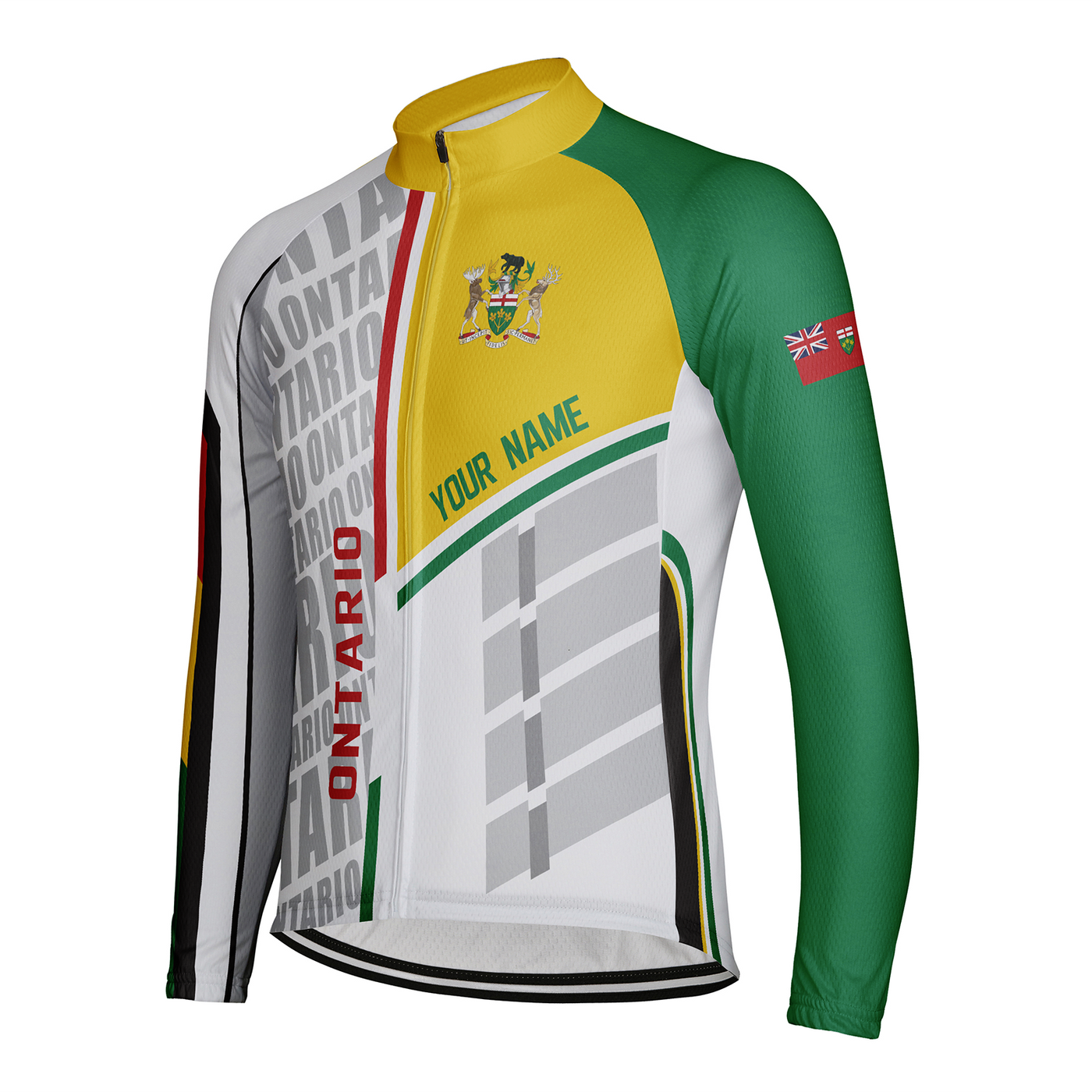 Customized Ontario Men's Winter Thermal Fleece Cycling Jersey Long Sleeve