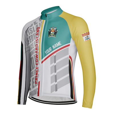 Customized Prince Edward Island Men's Winter Thermal Fleece Cycling Jersey Long Sleeve