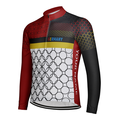 Custom Germany Men's Winter Thermal Fleece Cycling Jersey Long Sleeve