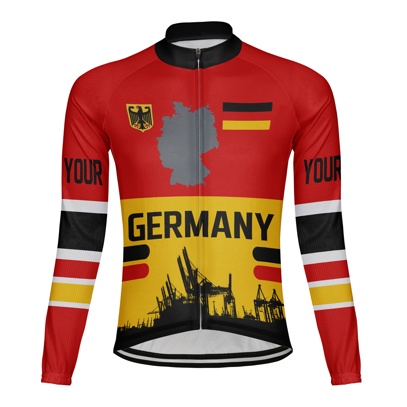 Custom Germany Men's Winter Thermal Fleece Cycling Jersey Long Sleeve